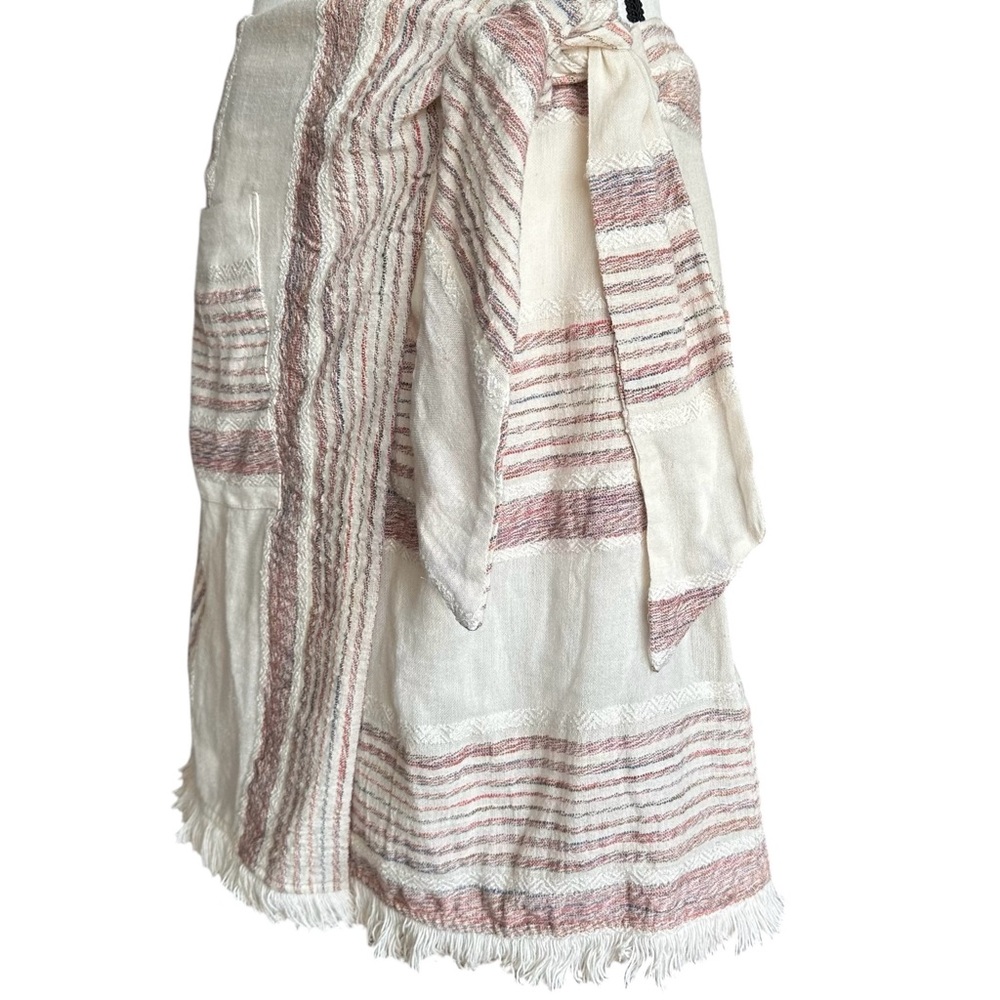 Anthropologie Holding Horses Avery Striped Fringe Faux Wrap Mini Skirt - 2 - Picture 4 of 13